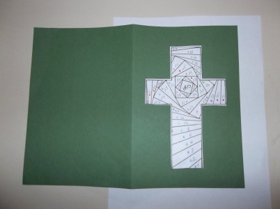 cardstock cross cutout over pattern