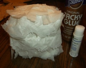 hootie owls-add tissue using glue stick