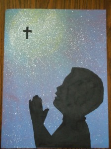 children praying-9-boy-glue on silhouette